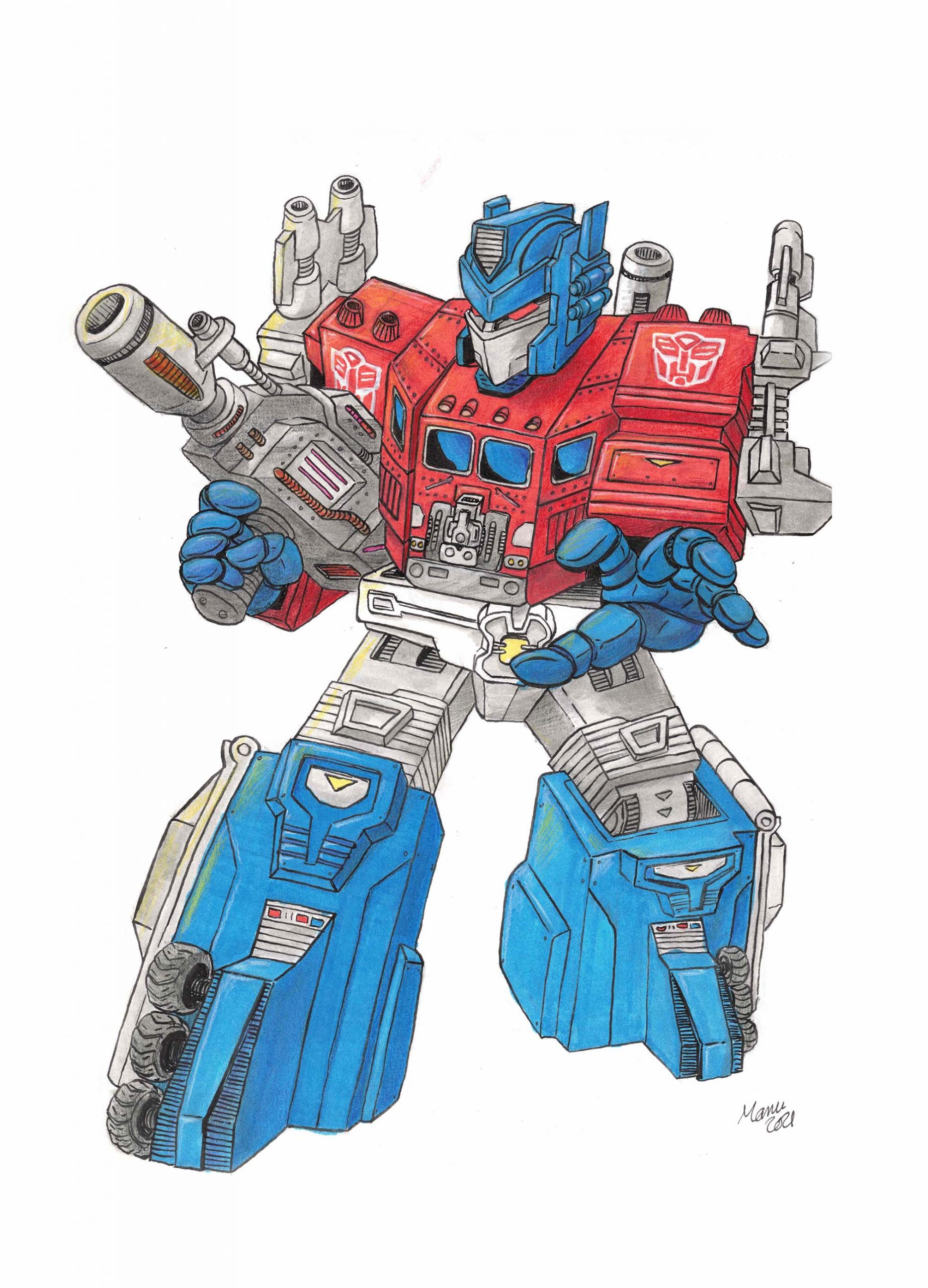 Powermaster Optimus Prime - Original art on bristol board – Tales from ...